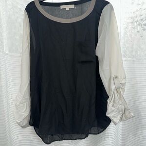 LOFT Black and Cream Blouse